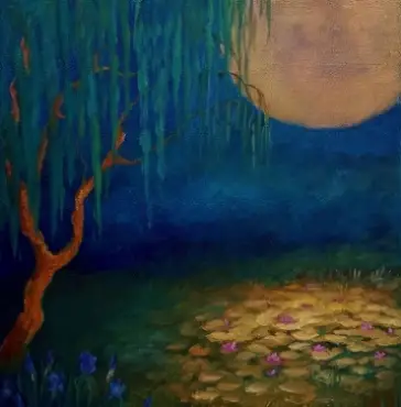 Flower Moon, a dreamlike, fantasy oil painting by artist in the UK Lee Campbell 